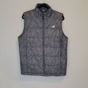 New Balance Mens Quilted Gray Puffer Vest Size M